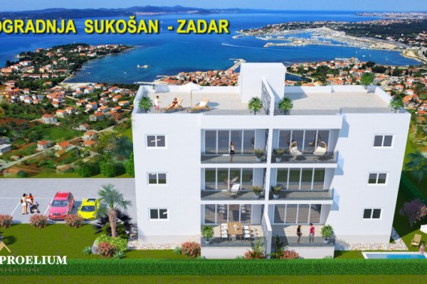 Wohnung in Sukosan Neubau, im ersten Stock, 65,99 m2, 300 m vom Meer entfernt